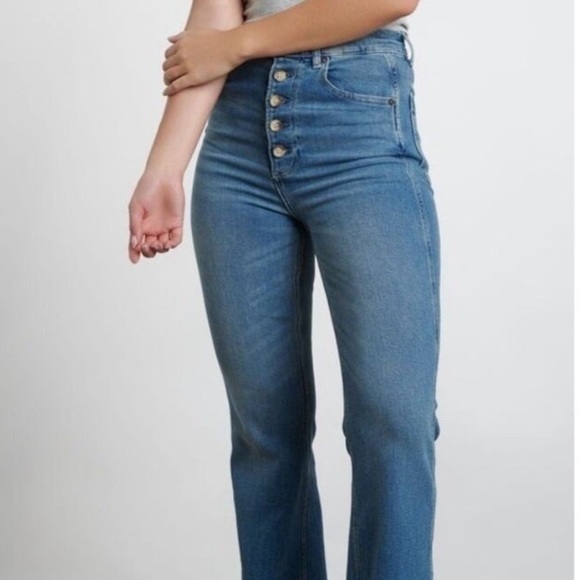Boyish The Ricky High Rise Exposed Button Front Flare Leg Jeans Size 27 - Picture 4 of 14